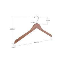 a wooden coat hanger with measurements