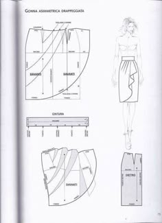 an open book with diagrams and instructions on how to make a skirt for a woman