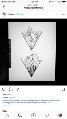 an image of mountains and trees on the screen with twitter post below it that says mountain tattoo