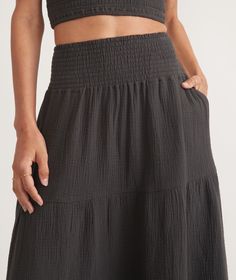 Women's Corinne Double Cloth Maxi Skirt | Black | X-Large By Marine Layer . Marine Layer makes the best possible products in a responsible way (aka high key softness - low key impact). At Marine Layer that means helping our customers to keep over 400k tees out of landfills through our ReSpun program, and creating our product assortment using sustainable materials. Visit our website or our stores to learn more. High Key, Womens Maxi Skirts, Marine Layer, The Marine, Sustainable Materials, Skirt Black, Low Key, Dress Skirt, Maxi Skirt