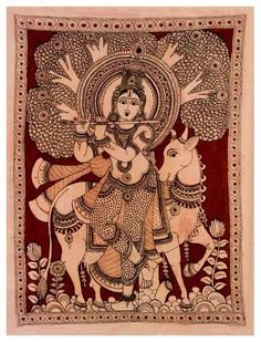 Kalamkari painting Nataraja Shiva, Kalam Kari, Mysore Painting, Indian Traditional Paintings, Cosmic Dance, Gond Painting, Painting Styles, Kerala Mural Painting