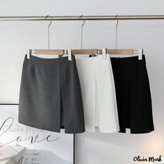 Olivia Mark - Irregular Short Skirt with A-line Design: Fashionable and Stylish Workwear Half-skirt Elegant Mini Skirt With Split Design, Elegant Asymmetrical Skort, Workwear Mini Skirt In Solid Color, Spring Asymmetrical Skirt With Split Design, Solid Color Asymmetrical Pleated Mini Skirt, Asymmetrical Hem Skort For Spring Workwear, Non-stretch Short Length Solid Color Skirt, Non-stretch Short Length Skort With Lined Skirt, Non-stretch Short Length Lined Skort