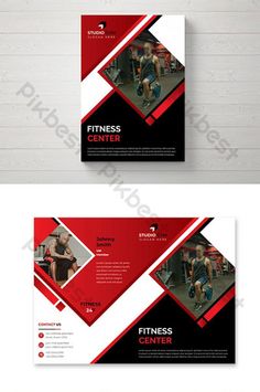 a red and black fitness flyer template