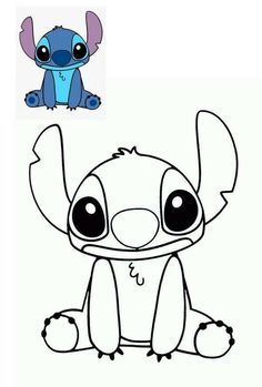 a drawing of stitchy the elephant sitting next to an image of stitchy the elephant