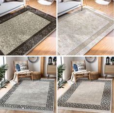 four different views of the same area rug