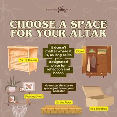 a poster describing how to choose a space for your altar