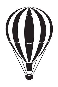 a black and white image of a hot air balloon