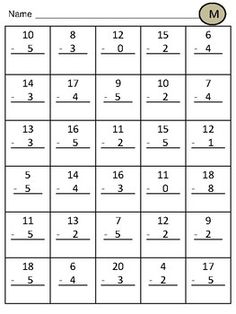 the printable worksheet for addition to subtract numbers and place value