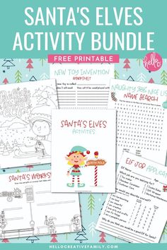 santa's elves activity bundle with free printables