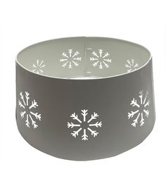 a gray and white bowl with snowflakes on it