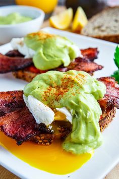 bacon and avocado on toast with sour cream