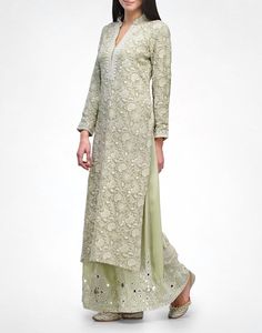 Get regal and festive with this exquisite, heavy all over hand embroidered tunic kurta and Suit Set! When it is time to celebrate, this dress is a must!! All over delicate, exquisite Hand Embroidery called Chikankari Mirrorwork and embroidery on Palazzo and Scarf Dupatta Made to Order, tailored dress Can purchase the whole set or just the Kurta Dress Whole set includes the Kurta, the Palazzo and the Scarf Dupatta Available in may colors Fully customizable Average length of kurta : 47 Length of p Luxury Chikankari Embroidery Maxi Length Dupatta, Straight Kurta For Reception And Navratri, Embroidered Sharara With Straight Kurta For Reception, Embroidered Sharara For Reception With Straight Kurta, Designer Floral Embroidered Kurta For Festive Occasions, Festive Pista Green Palazzo Set With Floral Embroidery, Festivals Long Sleeve Palazzo Set With Floral Embroidery, Long Sleeve Floral Embroidery Palazzo Set For Festivals, Festive Pista Green Floral Embroidered Palazzo Set