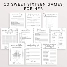 the 10 sweet sixteen games for her are lined up on top of each other with text overlay