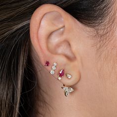 These Gold Prong Ruby Pear Earring feature sapphire set in 14KT Yellow Gold. Sold as a single Measures 5mm Pear Earrings, Flat Back Earrings, Bar Stud Earrings, Bar Studs, Evil Eye Ring, Solid Gold Earrings, Loop Earrings, Diamond Bar, Pinky Ring