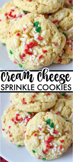 cream cheese sprinkle cookies on a white plate