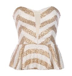 Fire & Ice Shimmer Top, Peplum Shirt, Top Strapless, Gold Shirt, White Peplum, Gold Top, Simply Lovely, Gold Sequin