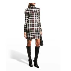 New With Tags! Alice + Olivia "Delora" Plaid Dress Turtleneck Long Sleeves Bodycon Fit Mini Length Back Zipper Polyester; Self Lining Dry Clean Imported $330 New To Poshmark? Sign Up Using The Code Limitedgems And Save $10 On Your Purchase Turtleneck Mini Dress, Mini Gown, Black Sequin Mini Dress, Stretch Mini Dress, White Slip Dress, Metallic Mini Dresses, Black Satin Dress, Purple Mini Dresses, Silk Slip Dress