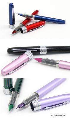 four different types of fountain pens lined up