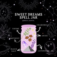 Sleep Spell Bottle, Restful Sleep Spell, Sleep Spell Jar, Sleep Spell, Wicca Recipes, Spell Bottles, Witch Rituals, Witch Bottles, Spell Jars