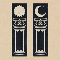 an image of two columns with flowers and a crescent