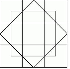 a square that has been drawn in the shape of a rectangle, with two intersecting lines