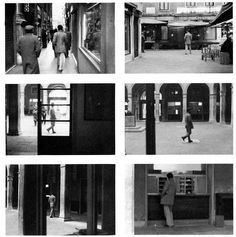 black and white photographs of people walking down the street