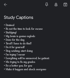 a black background with the words study captions written in white on top of it