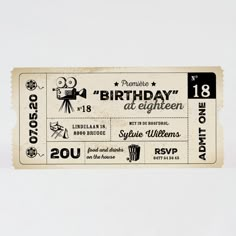 an old fashioned ticket for the birthday of someone's favorite movie star, which is now on sale