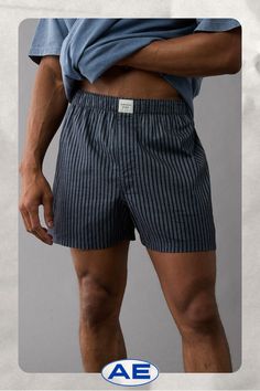 Cotton blend with added stretch for comfort and retention/Soft anti-roll waistband/Buttonless, functional fly Cropped Jeans Men, Boxer Shorts Outfit, Men Loungewear, Cotton Boxer Shorts, Blue Roof, Mens Shorts Outfits, White Jeans Men, Tori Amos, Athletic Fit Jeans