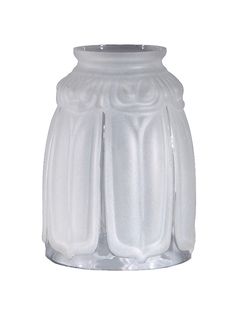 an empty glass vase is shown on a white background