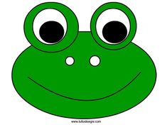 a green frog's face with two large eyes and one small nose, on a white background