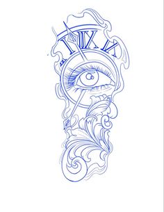 Eye Clock Tattoo Stencil, Tattoo Stencils Unique, Tattoo Portfolio Apprentice Ideas, Tattoo Stencil Men, Mens Tattoo Designs Drawing, Chicano Flash Art, Tattoo Sketches For Men, Eye Clock Tattoo, Eye Tattoo Stencil