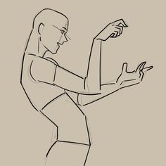 a drawing of a person holding something in one hand and pointing to it with both hands