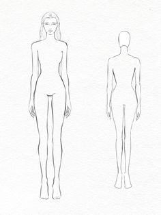 a drawing of a woman's body and the shape of her torso, from front to back