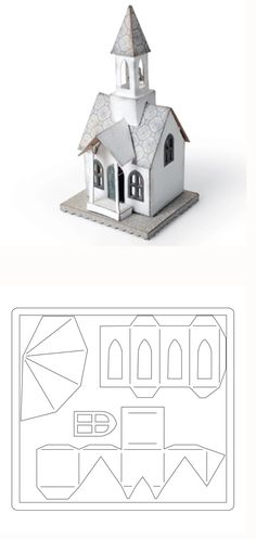 a paper model of a church with the outline cut out to show it's size