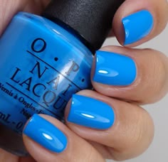 Opi Blue Gel Polish, Opi Blue Colors, Opi Blue Nail Polish, Opi No Room For The Blues, Opi Bright Blue, Bright Blue Nail Polish, Opi Blue, Nails Blue