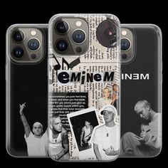 three iphone cases with different photos on them