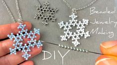 the beaded jewelry making kit is being used to make snowflakes