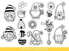 the bee gnome coloring page is available for all ages