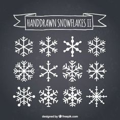 hand drawn snowflakes set on chalkboard