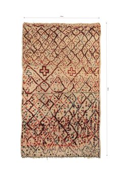 an old rug with red and blue designs on the bottom, in front of a white background