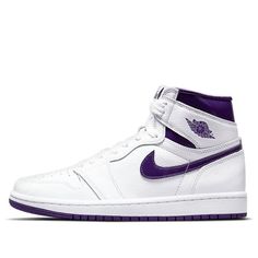 The women’s exclusive Air Jordan 1 High "Court Purple" is a direct nod to the “Metallic Purple” for its colorway for certain. A similar shade of color dresses the Wing Logo, Swoosh, and the collar. SKU: CD0461-151 Release Date: Jun 3, 2021 Color: White/Court Purple (AJ1/SNKR/Retro/Women's/High Top/Basketball/Wear-resistant) Jordan 1 High Court Purple, Wing Logo, Wmns Air Jordan 1, Color Dresses, Jordan 1 High Og, High Court, Wings Logo, The Wing, Air Jordan 1 High