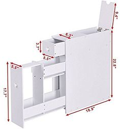 an image of a white cabinet with measurements