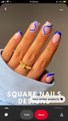 Blue Prom Nails, Turkey Nails, Pink Gellac, Dark Blue Nails, Nagel Design, Fall Gel Nails, Square Nail Designs, Fancy Nails Designs