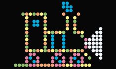 an image of some type of game with dots on the black background and white circles around it