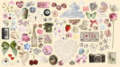 a collage of various items that are arranged in the shape of a heart and stars