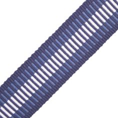 a blue and white striped ribbon on a white background