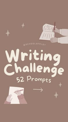 the writing challenge is written in white and brown with stars on it, as well as an