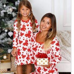 New With Tags Mommy And Me Matching Pajamas From Mia Belle Holiday Matching Long Sleeve Sets, Family Matching Holiday Red Sleepwear, Red Family Matching Holiday Sleepwear, Family Matching Red Christmas Sleepwear, Red Matching Sleepwear For Holidays, Festive Family Matching Red Sleepwear, Playful Red Sleepwear For Pajama Party, Red Matching Sleepwear For Winter, Red Matching Winter Sleepwear