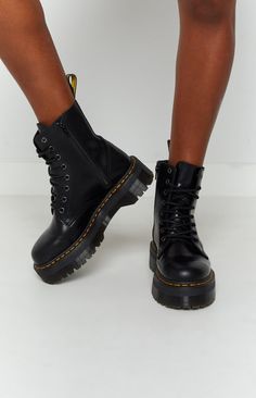 Black Doc Martens Outfit, Dc Martens, Black Doc Martens, Shoe List, Platform Doc Martens, Dr Martens Jadon, Dr Shoes, Black Polish, Beginning Boutique